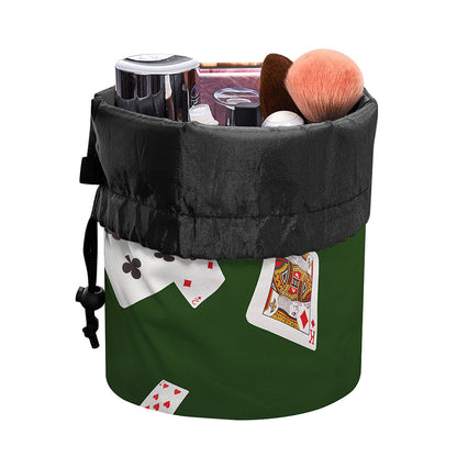 Flying Poker Cards Print Drawstring Makeup Bag