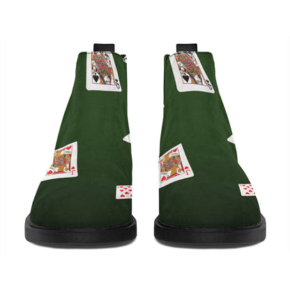 Flying Poker Cards Print Flat Ankle Boots