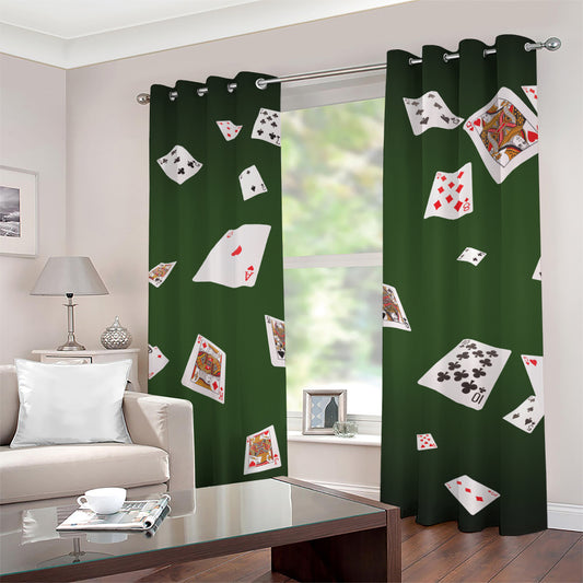 Flying Poker Cards Print Grommet Curtains