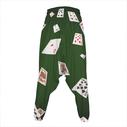 Flying Poker Cards Print Hammer Pants
