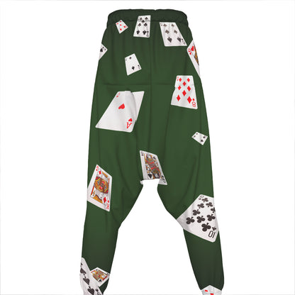 Flying Poker Cards Print Hammer Pants