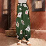 Flying Poker Cards Print Harem Pants