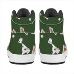 Flying Poker Cards Print High Top Leather Sneakers