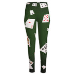 Flying Poker Cards Print High-Waisted Pocket Leggings