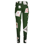 Flying Poker Cards Print High-Waisted Pocket Leggings