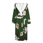 Flying Poker Cards Print Hooded Bathrobe