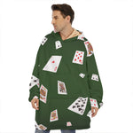 Flying Poker Cards Print Hoodie Blanket