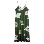 Flying Poker Cards Print Jersey Midi Cami Dress