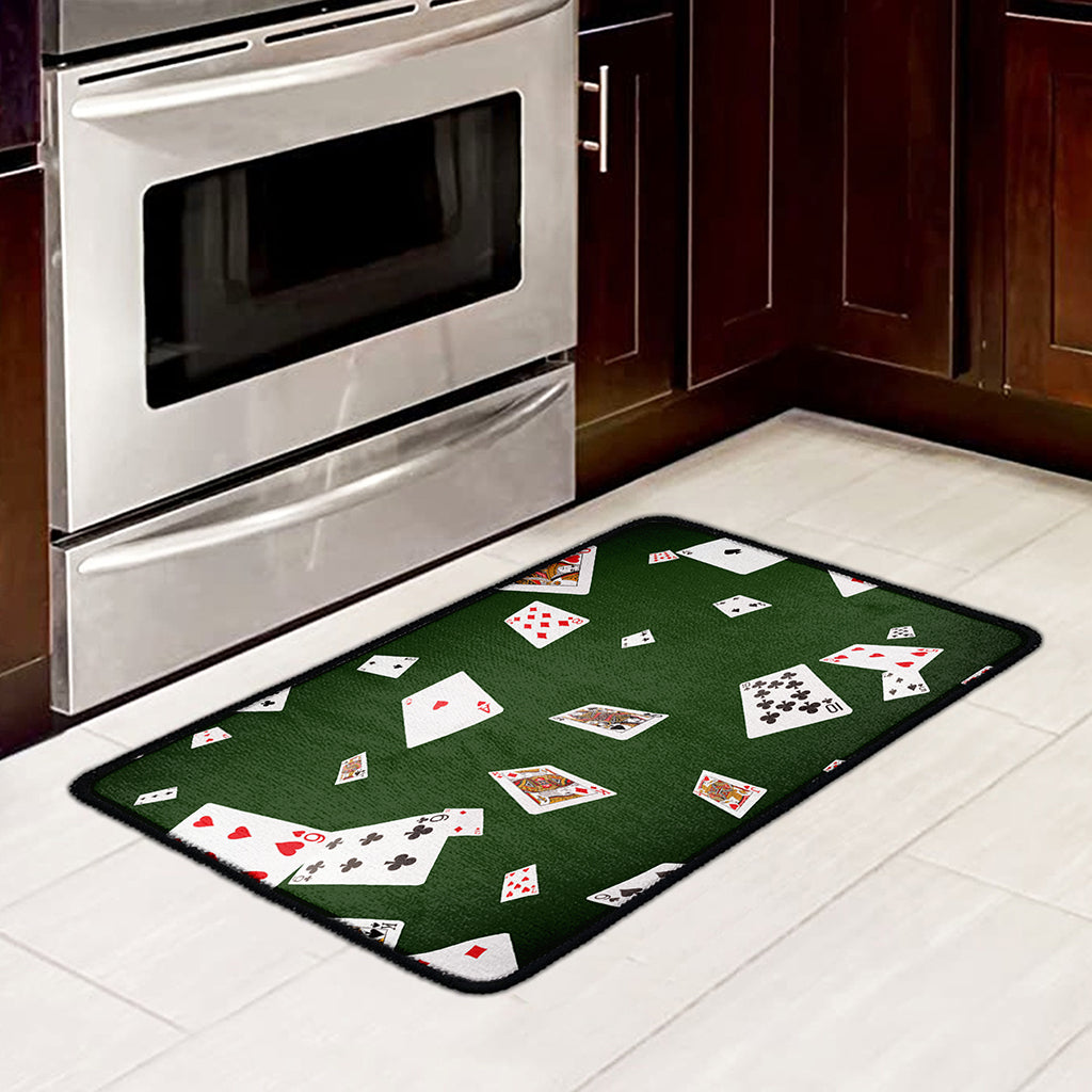 Flying Poker Cards Print Kitchen Mat