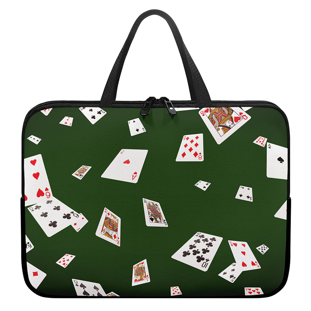 Flying Poker Cards Print Laptop Sleeve With Handle