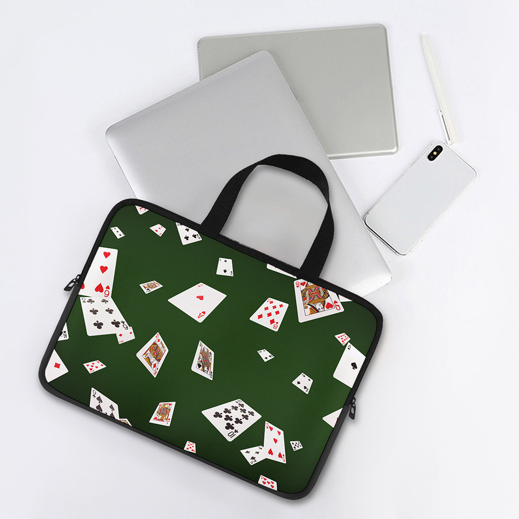 Flying Poker Cards Print Laptop Sleeve With Handle