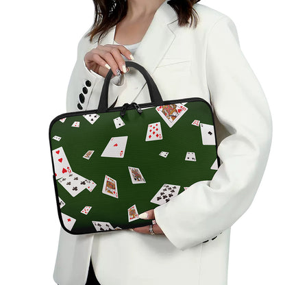 Flying Poker Cards Print Laptop Sleeve With Handle