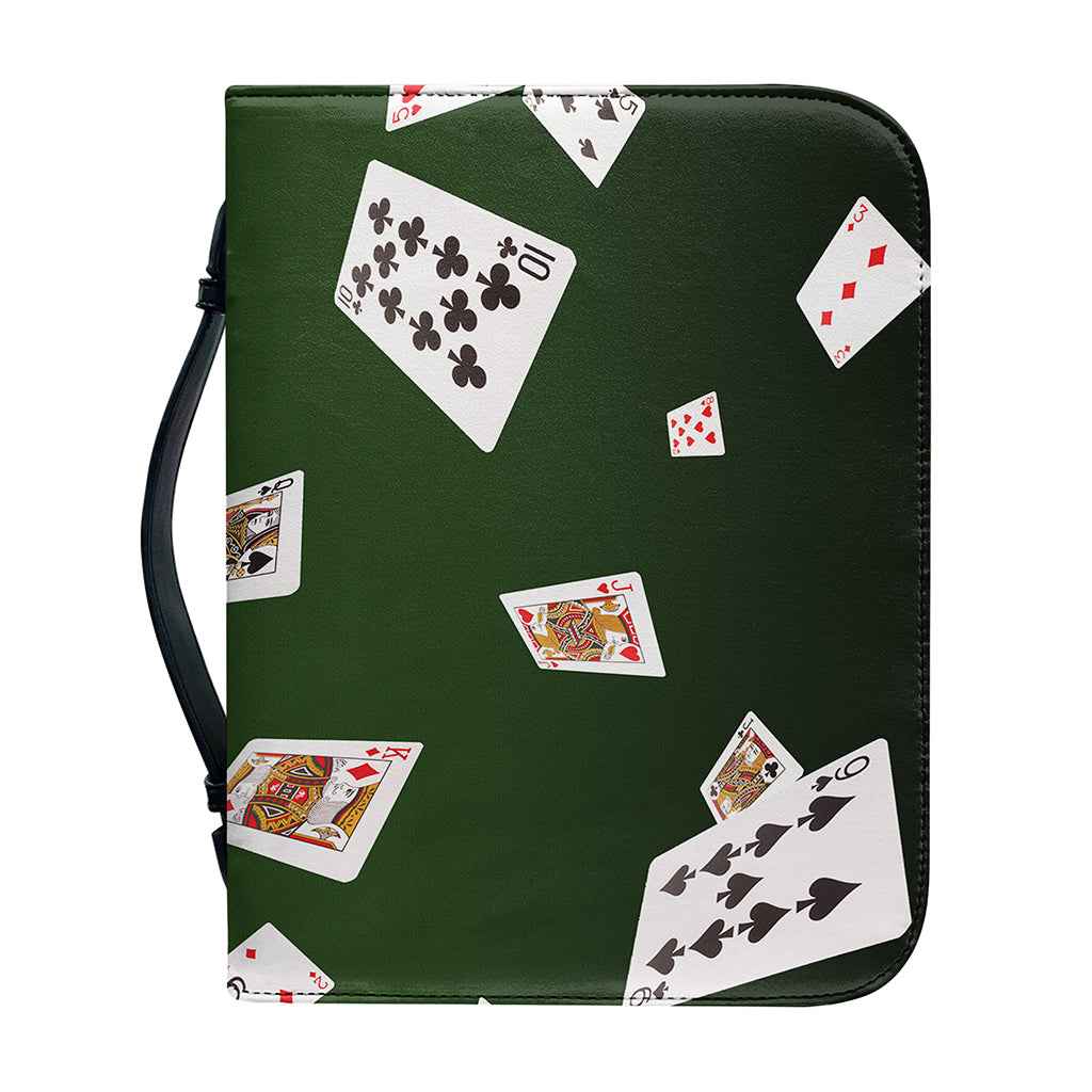 Flying Poker Cards Print Leather Bible Cover