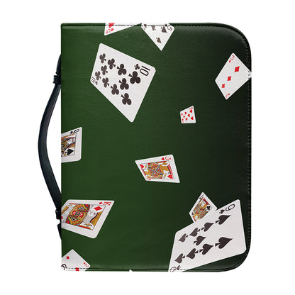 Flying Poker Cards Print Leather Bible Cover