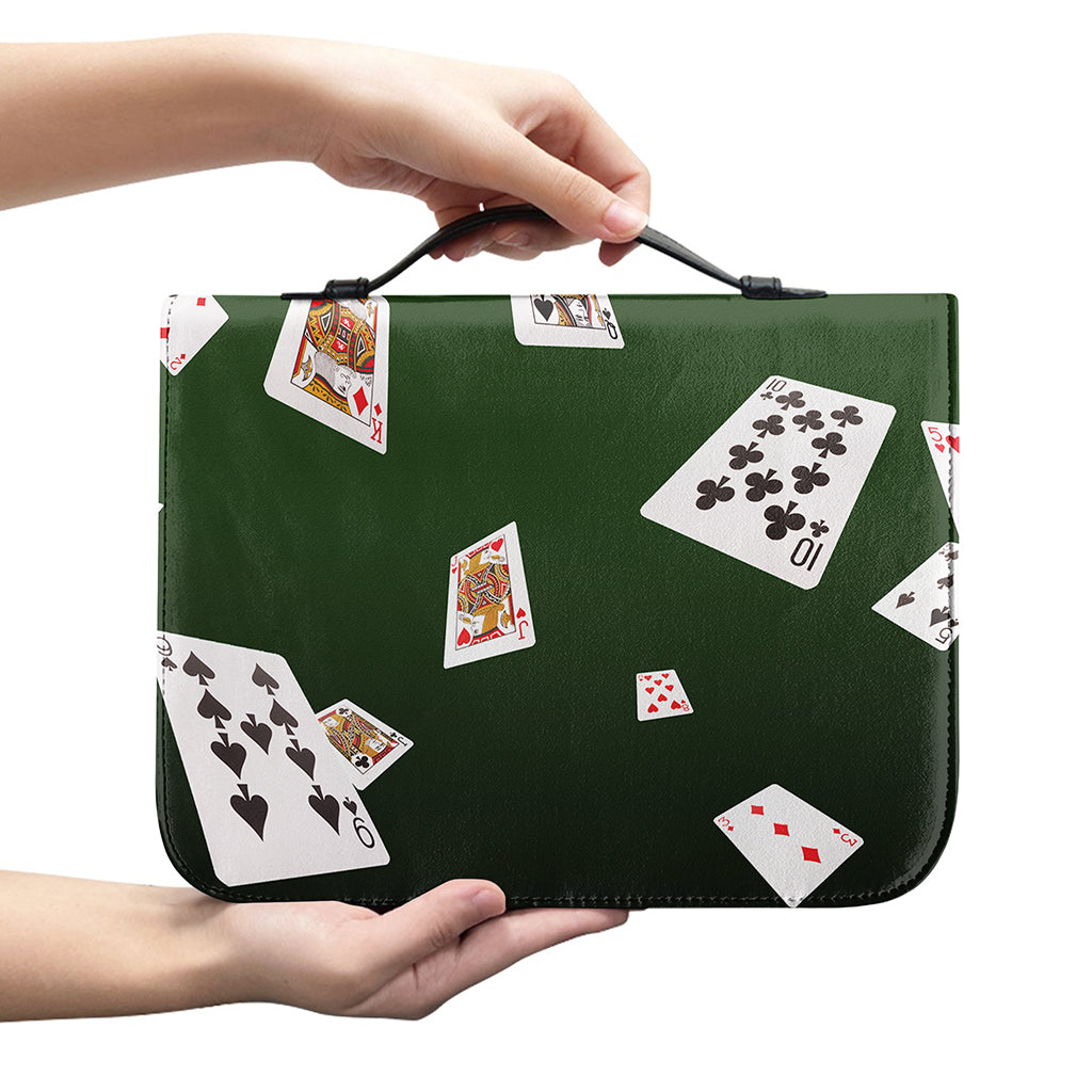 Flying Poker Cards Print Leather Bible Cover