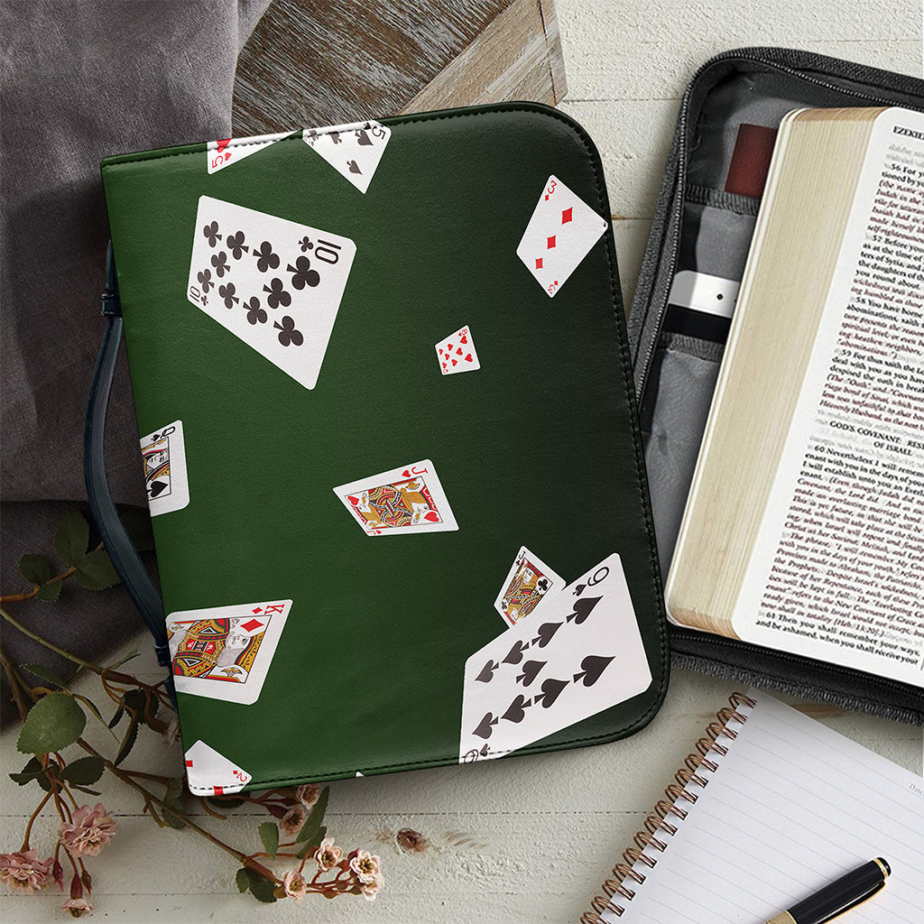 Flying Poker Cards Print Leather Bible Cover