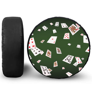 Flying Poker Cards Print Leather Spare Tire Cover