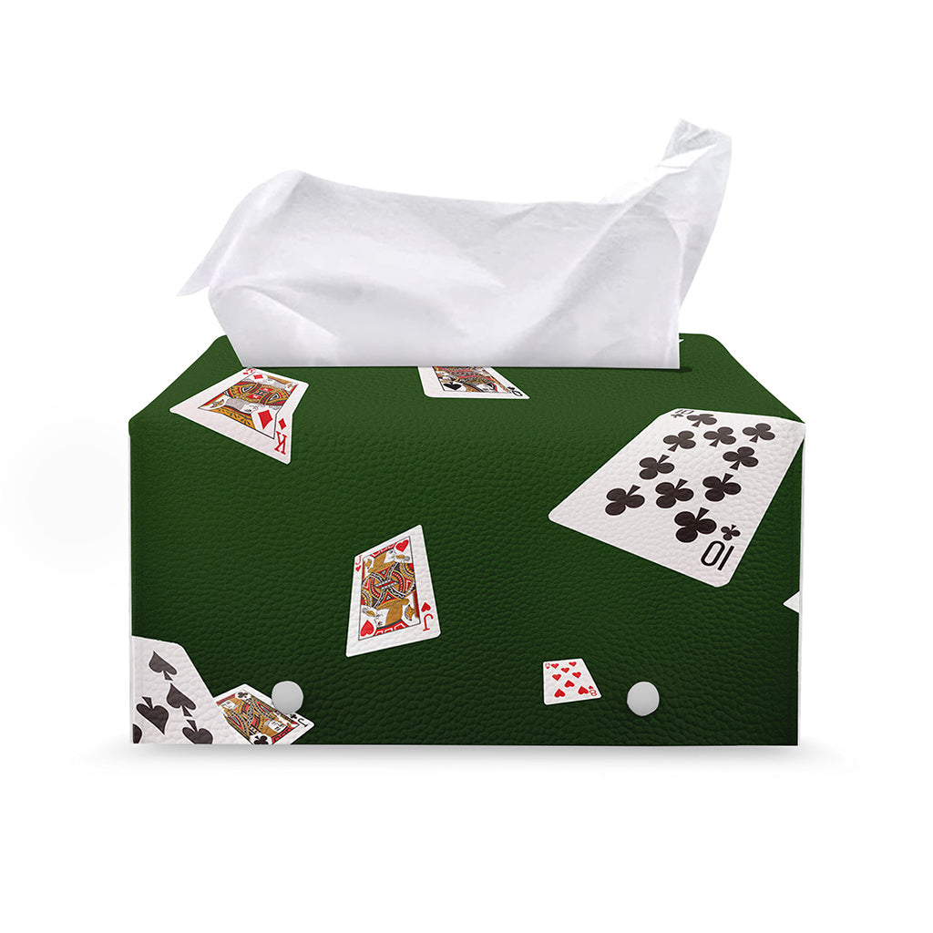Flying Poker Cards Print Leather Tissue Box Cover