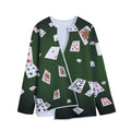 Flying Poker Cards Print Long Sleeve Short Coat