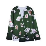 Flying Poker Cards Print Long Sleeve Short Coat