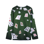 Flying Poker Cards Print Long Sleeve Short Coat
