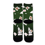 Flying Poker Cards Print Long Socks