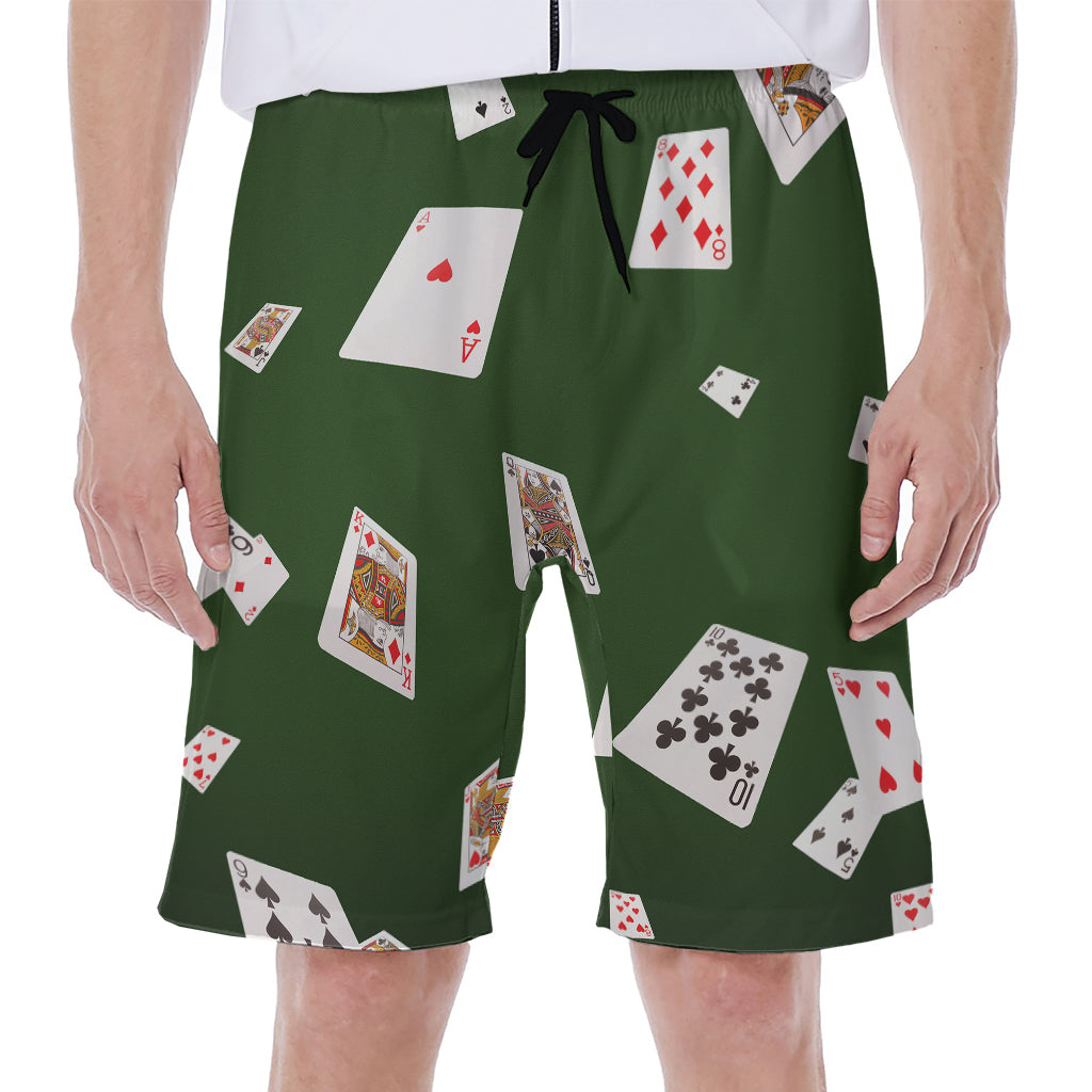 Flying Poker Cards Print Men's Beach Shorts