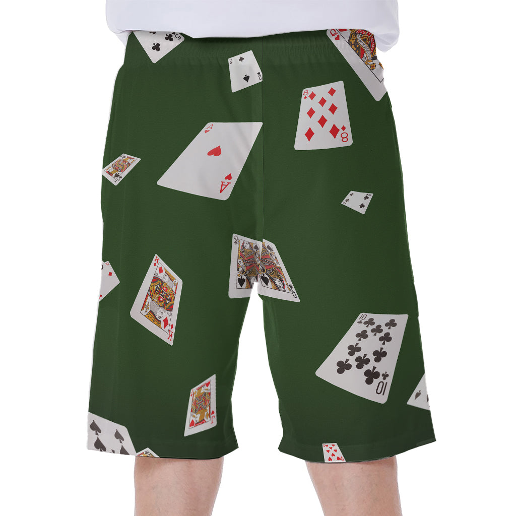 Flying Poker Cards Print Men's Beach Shorts