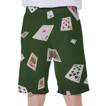 Flying Poker Cards Print Men's Beach Shorts