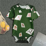Flying Poker Cards Print Men's Bodysuit