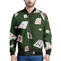 Flying Poker Cards Print Men's Bomber Jacket