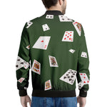 Flying Poker Cards Print Men's Bomber Jacket