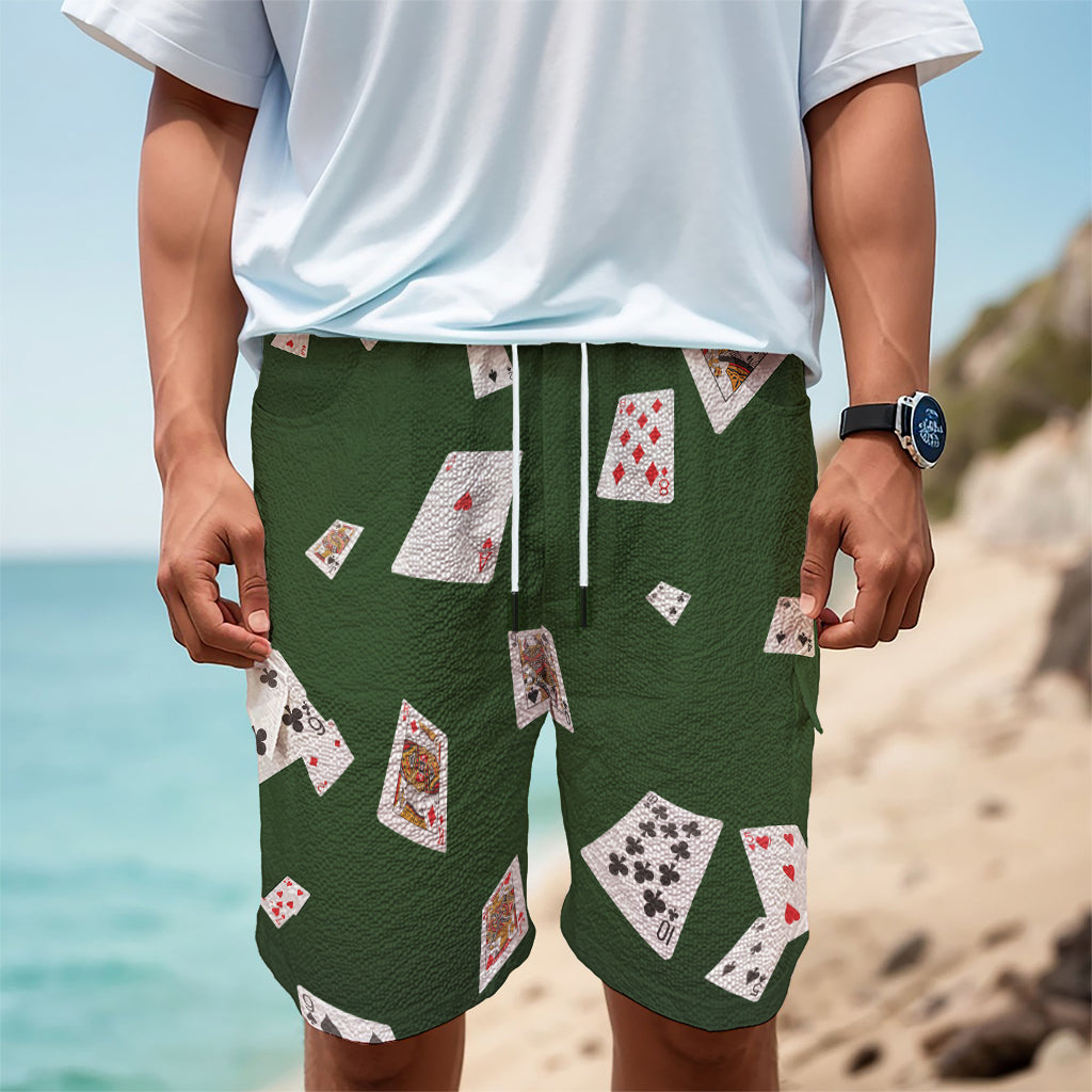 Flying Poker Cards Print Men's Cargo Shorts