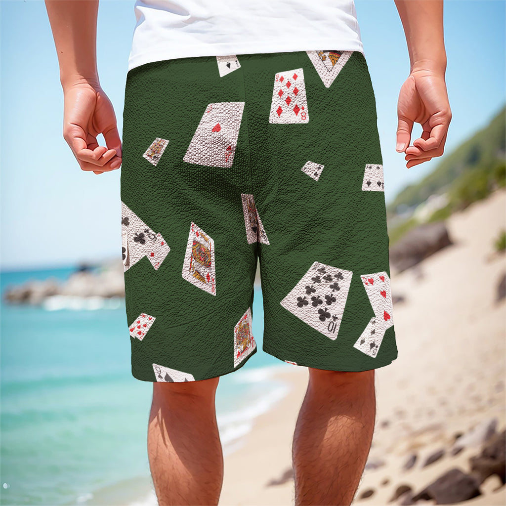 Flying Poker Cards Print Men's Cargo Shorts