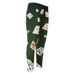 Flying Poker Cards Print Men's Compression Pants