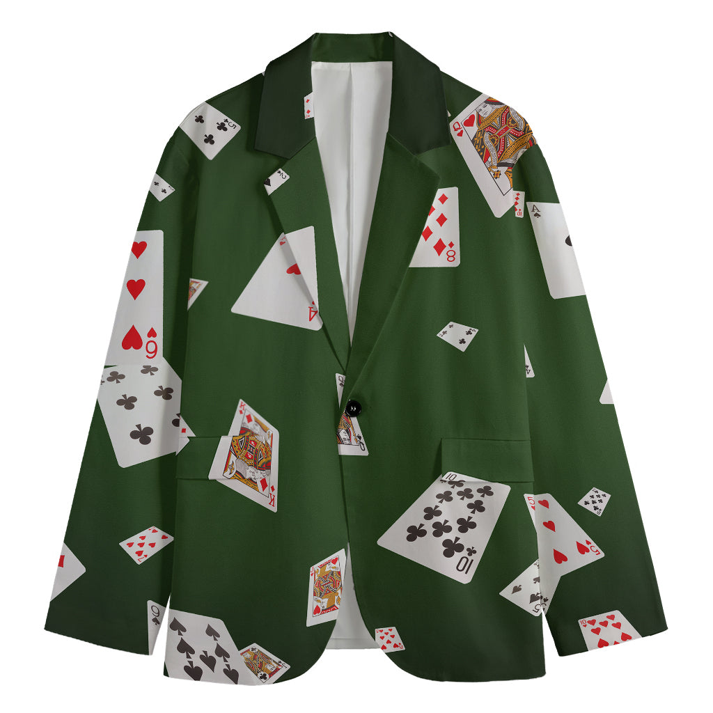 Flying Poker Cards Print Men's Cotton Blazer