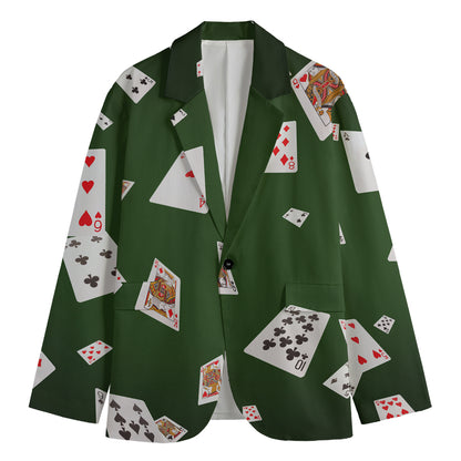 Flying Poker Cards Print Men's Cotton Blazer