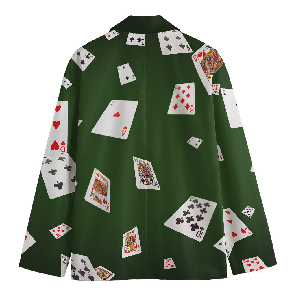 Flying Poker Cards Print Men's Cotton Blazer