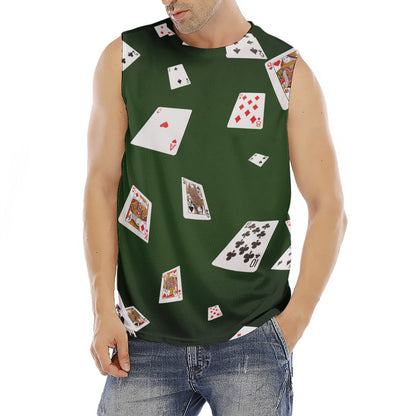 Flying Poker Cards Print Men's Fitness Tank Top