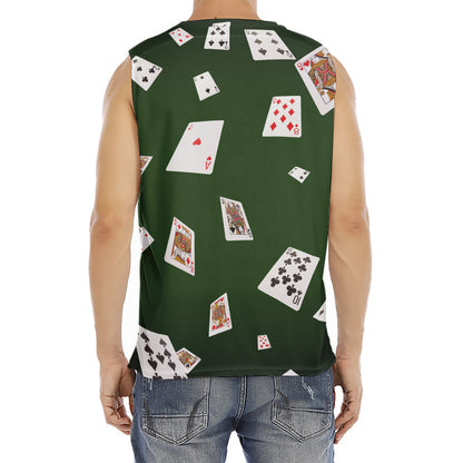 Flying Poker Cards Print Men's Fitness Tank Top
