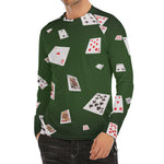 Flying Poker Cards Print Men's Long Sleeve Rash Guard
