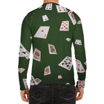 Flying Poker Cards Print Men's Long Sleeve Rash Guard
