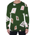 Flying Poker Cards Print Men's Long Sleeve T-Shirt