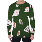 Flying Poker Cards Print Men's Long Sleeve T-Shirt