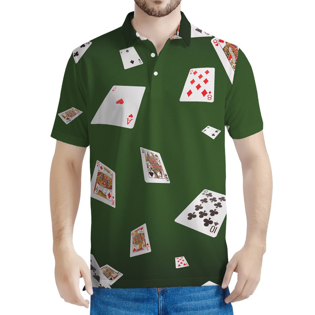 Flying Poker Cards Print Men's Polo Shirt