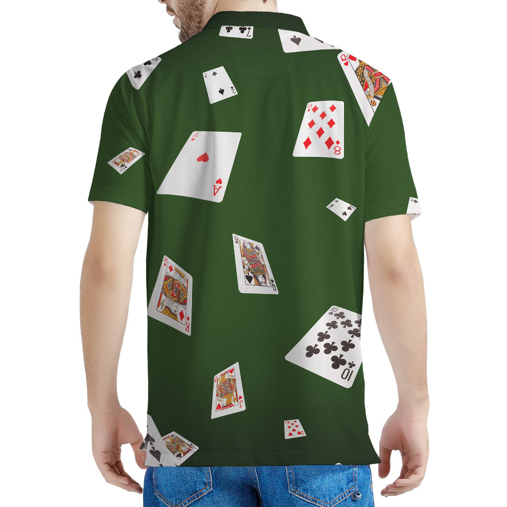 Flying Poker Cards Print Men's Polo Shirt