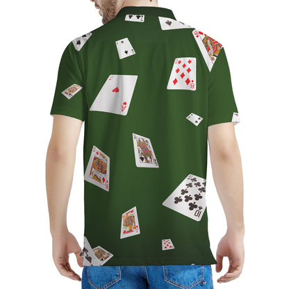Flying Poker Cards Print Men's Polo Shirt