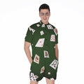 Flying Poker Cards Print Men's Romper