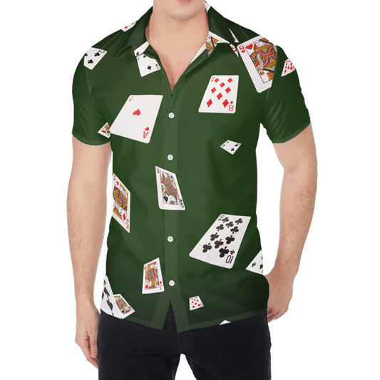 Flying Poker Cards Print Men's Shirt