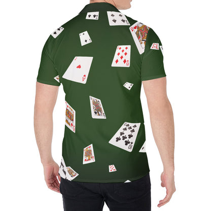 Flying Poker Cards Print Men's Shirt